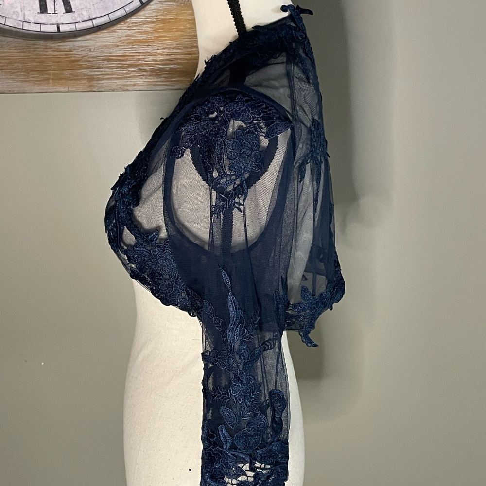 JJs House Navy Blue Lace Bolero - Picture 3 of 6